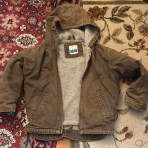 Kids Hooded Sherpa-Lined work Jacket in Brown